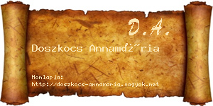 Doszkocs Annamária névjegykártya